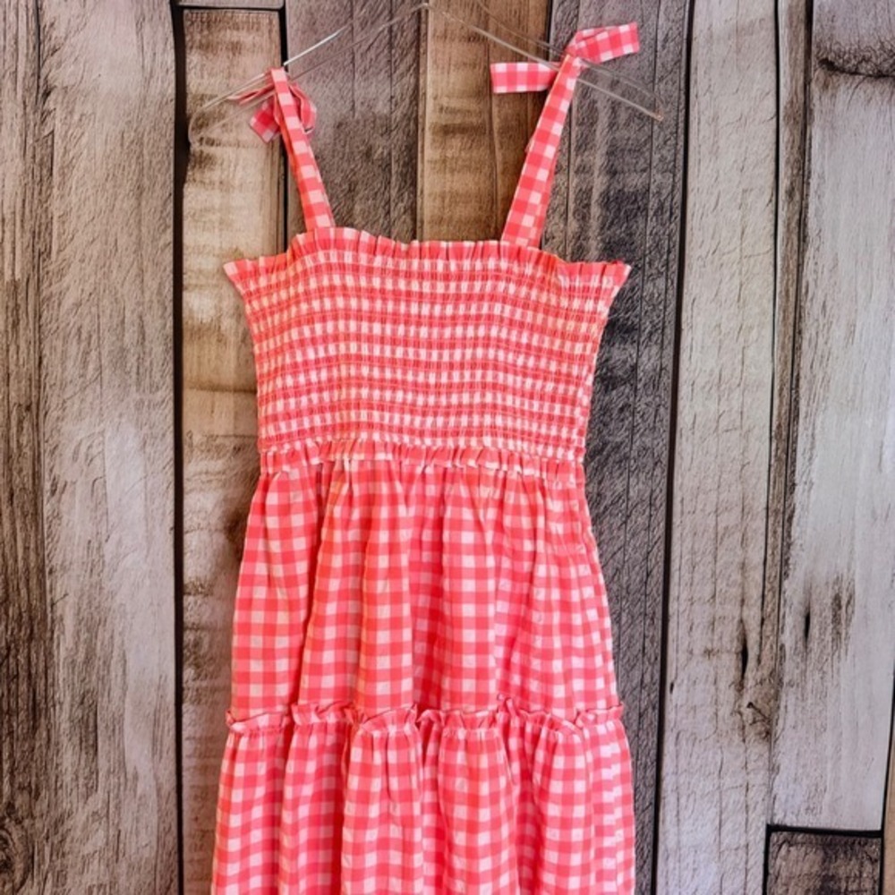 Pomander Place Nellie Smocked Maxi Dress Electric Pink Gingham Tuckernuck M - Picture 5 of 8